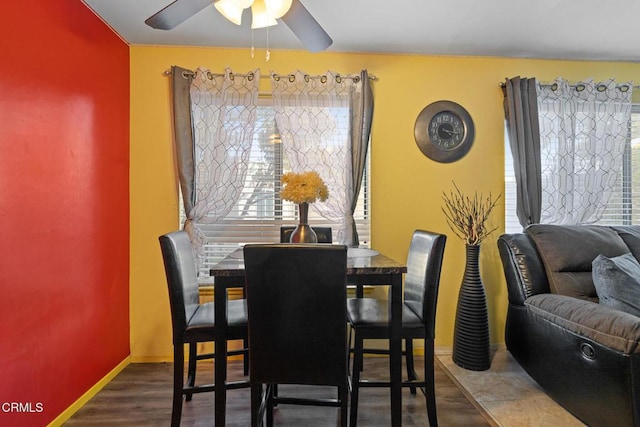2538 Bolker Dr, Port Hueneme, CA 93041 - dining area featuring ceiling fan, plenty of natural light, and wood finished floors