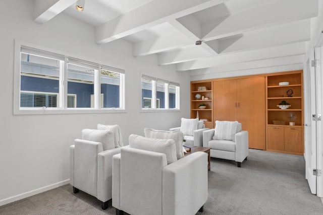 35321 Beach Rd, Dana Point, CA 92624 - interior space featuring carpet floors, beamed ceiling, and baseboards