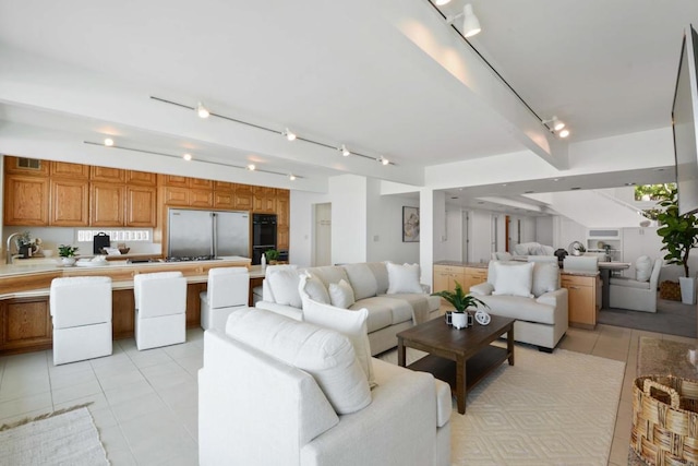 35321 Beach Rd, Dana Point, CA 92624 - living room with track lighting, visible vents, and light tile patterned floors