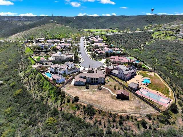 bird's eye view with a residential view and a mountain view