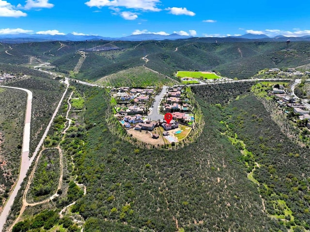 aerial view with a mountain view