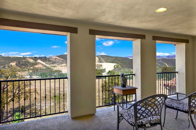 balcony with a mountain view