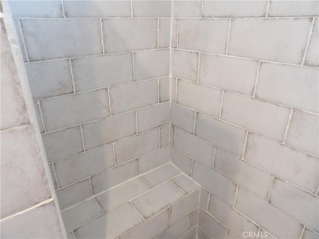 interior details with a tile shower