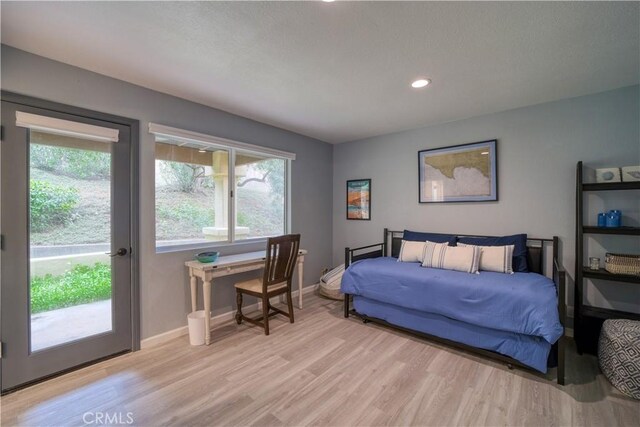2318 Cranesbill Pl, Avila Beach, CA 93424 - bedroom featuring light wood-style floors, access to outside, and recessed lighting