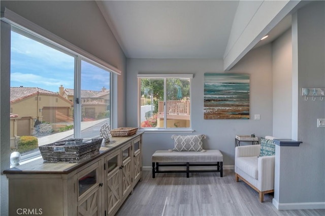 2318 Cranesbill Pl, Avila Beach, CA 93424 - sitting room with vaulted ceiling and light wood-style floors