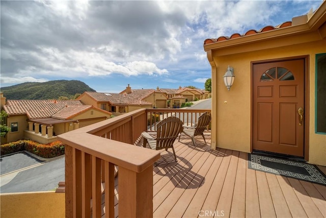 2318 Cranesbill Pl, Avila Beach, CA 93424 - wooden terrace featuring a residential view and a mountain view
