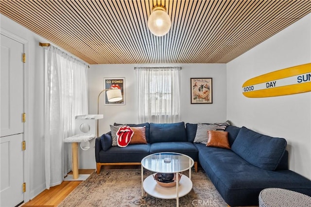 living area featuring wood finished floors