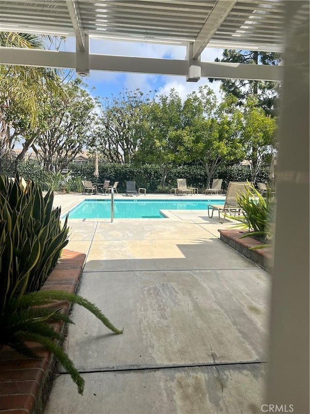 view of swimming pool featuring a patio area, a fenced backyard, and a fenced in pool