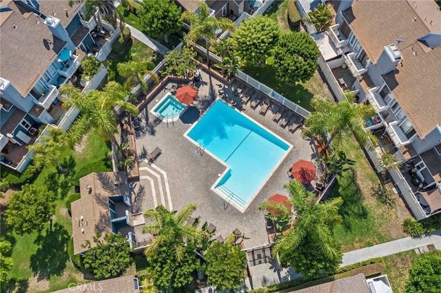 drone / aerial view featuring a residential view