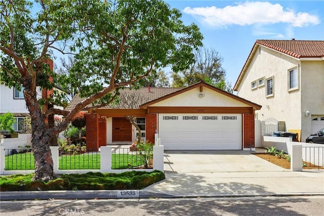 13538 Darvalle St, Cerritos, CA 90703 - view of front of house with stucco siding, a tile roof, driveway, fence private yard, and a garage