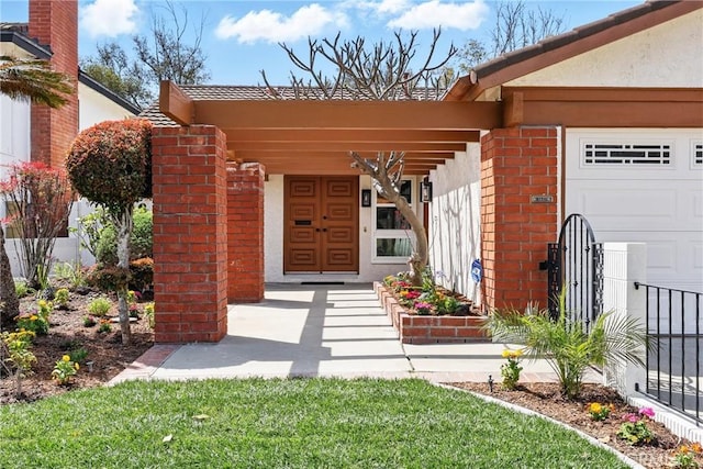 13538 Darvalle St, Cerritos, CA 90703 - entrance to property featuring a garage, brick siding, and stucco siding