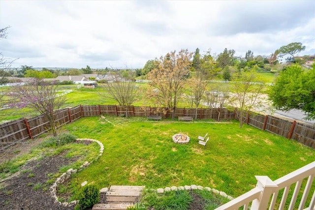 view of yard with a fenced backyard