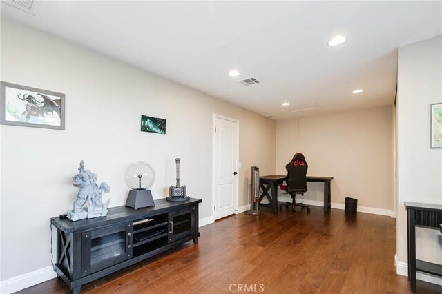 2333 N Coronet Ct, Covina, CA 91724 - office area with wood finished floors, recessed lighting, and baseboards