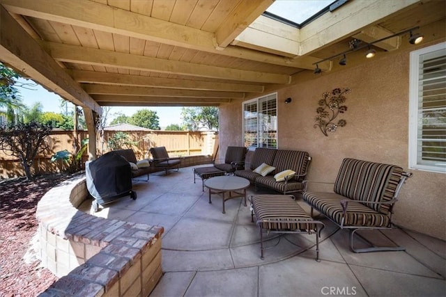 391 Camino Carta, San Marcos, CA 92078 - view of patio featuring outdoor lounge area, grilling area, and fence