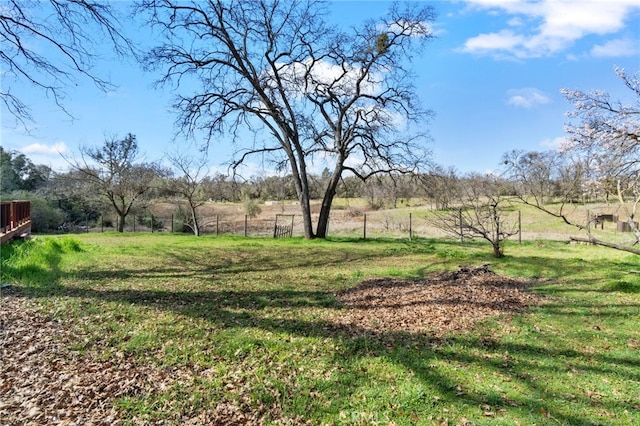 view of yard with a rural view