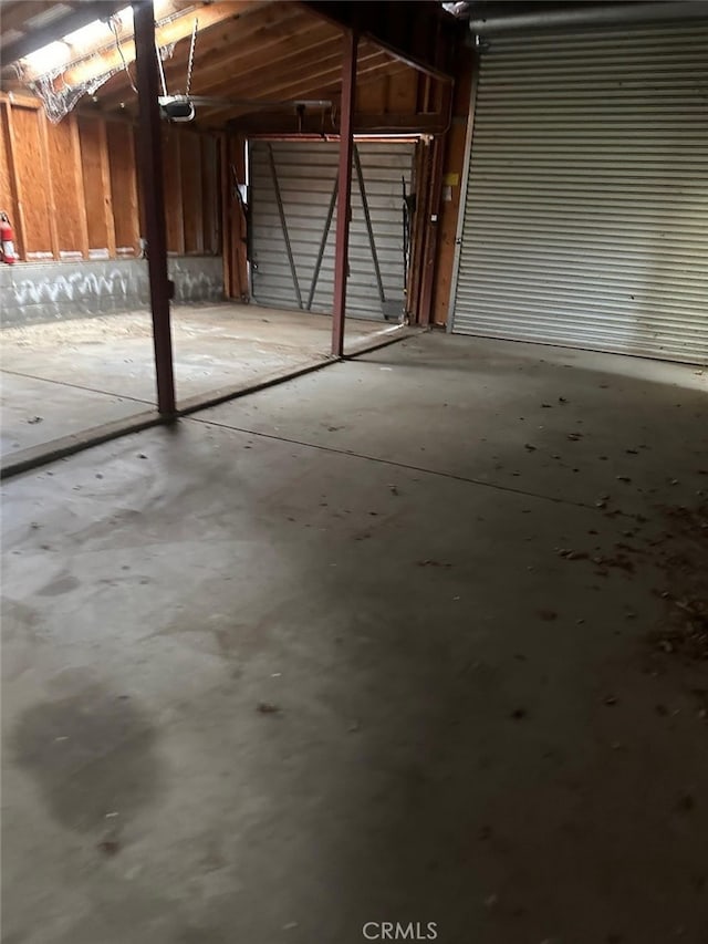 garage with a garage door opener