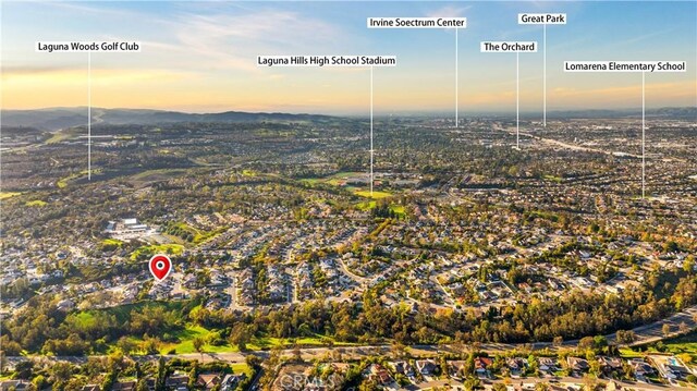 24812 Elena Dr, Laguna Hills, CA 92653 - aerial view of property's location with mountains