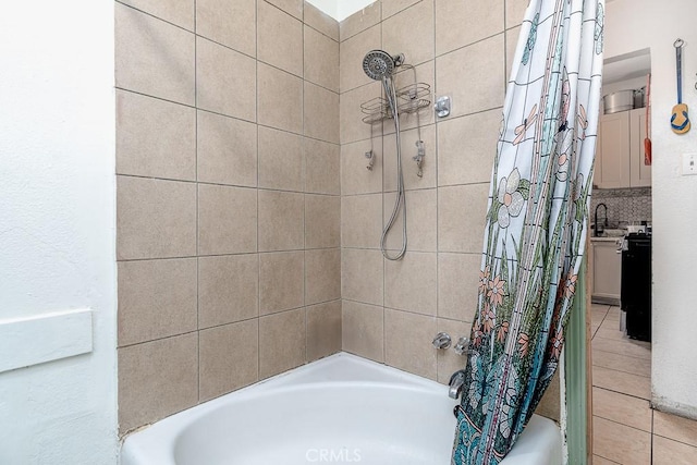 bathroom featuring shower / bath combination with curtain