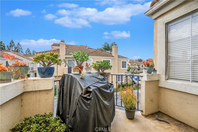 balcony featuring a residential view and area for grilling
