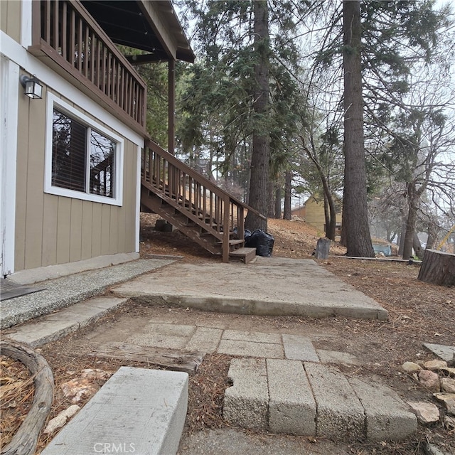 31662 Panorama Dr, Running Springs, CA 92382 - view of yard featuring stairs and a patio