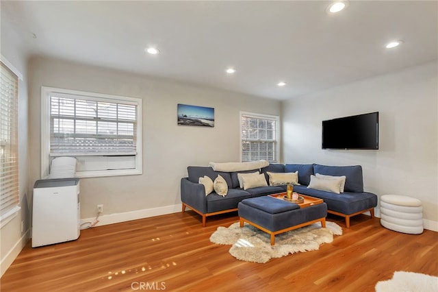 1012 S 11th St, San Jose, CA 95112 - living area featuring baseboards, wood finished floors, plenty of natural light, and recessed lighting