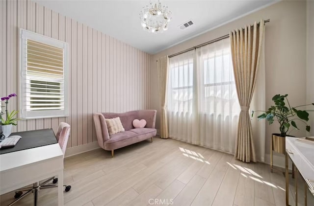 107 Balance, Irvine, CA 92618 - office area featuring light wood-style floors and a chandelier