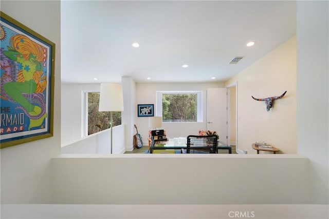 interior space featuring visible vents and recessed lighting
