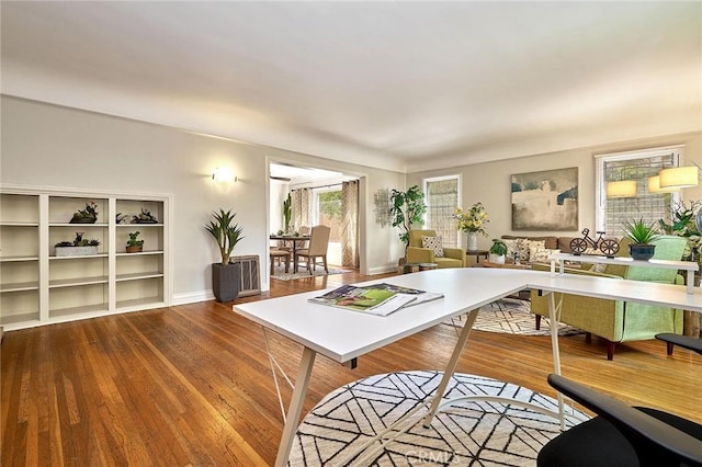 office space featuring wood finished floors
