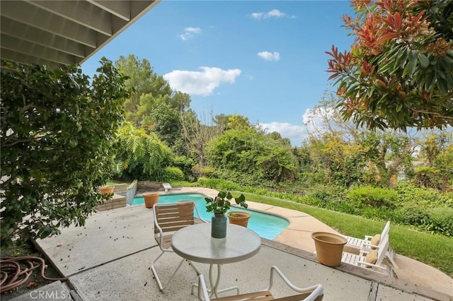 outdoor pool with a patio