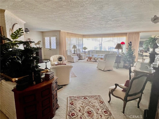 2117 Glenn St, Los Osos, CA 93402 - living area with a textured ceiling and carpet flooring