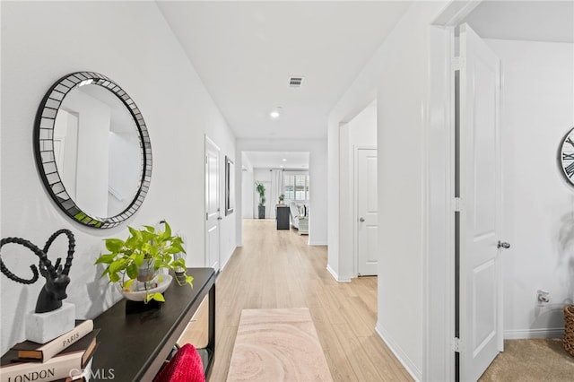 5053 Moon Eye Way, Hemet, CA 92545 - hall featuring recessed lighting, baseboards, light wood-style floors, and visible vents