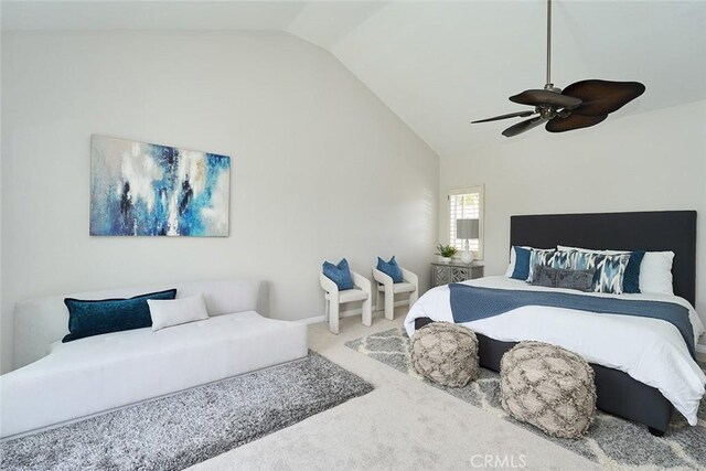 385 Park Ave, Long Beach, CA 90814 - bedroom with carpet flooring, a ceiling fan, and lofted ceiling