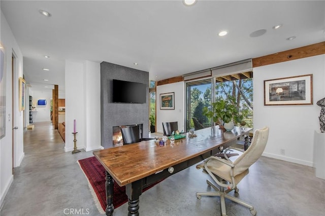 1503 Skylark Ln, Los Angeles, CA 90069 - office featuring baseboards, recessed lighting, and concrete flooring