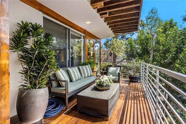 1503 Skylark Ln, Los Angeles, CA 90069 - wooden deck featuring outdoor lounge area