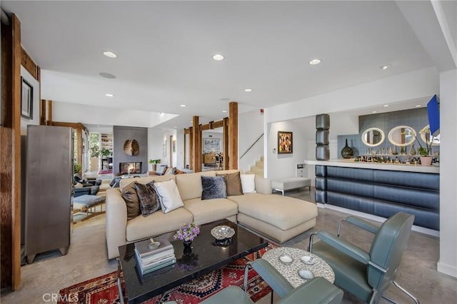 1503 Skylark Ln, Los Angeles, CA 90069 - living area with stairs and recessed lighting