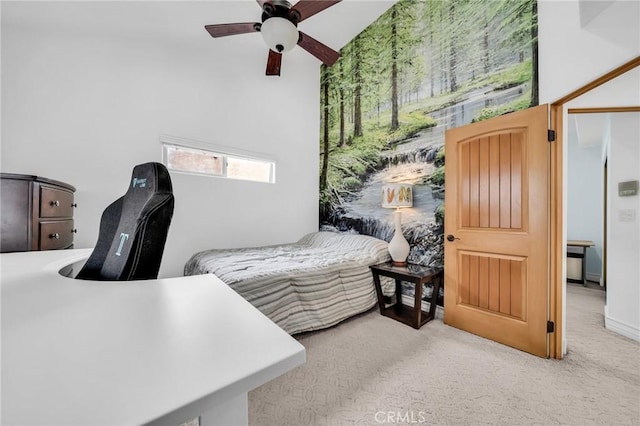 1907 Ernest Ave Unit B, Redondo Beach, CA 90278 - bedroom featuring light colored carpet, ceiling fan, and vaulted ceiling