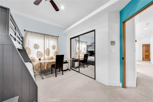 1907 Ernest Ave Unit B, Redondo Beach, CA 90278 - office area with carpet flooring, a ceiling fan, and baseboards