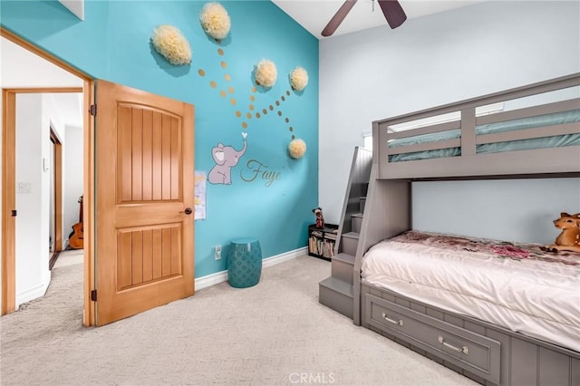 1907 Ernest Ave Unit B, Redondo Beach, CA 90278 - bedroom featuring light carpet, baseboards, and ceiling fan