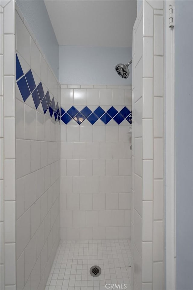 bathroom featuring a tile shower