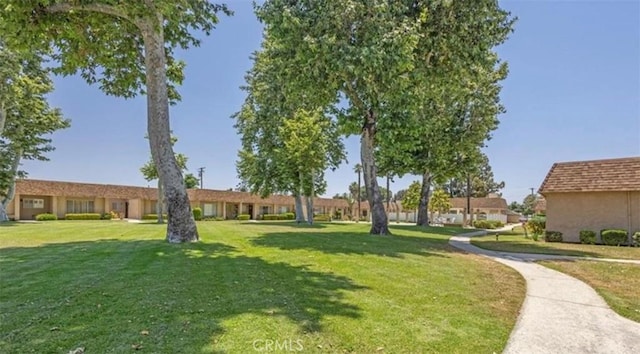 view of property's community featuring a lawn