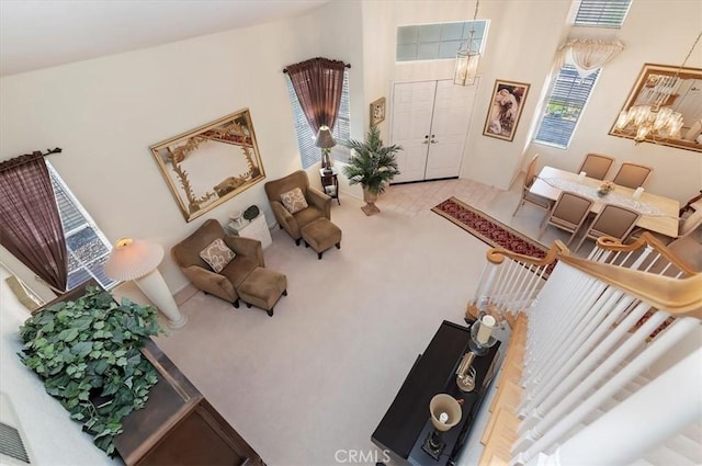 40636 Via Jalapa, Murrieta, CA 92562 - living room with carpet floors and a high ceiling