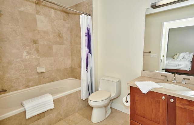 700 W E St Unit 2802, San Diego, CA 92101 - ensuite bathroom with tile patterned flooring, toilet, vanity, and tiled shower / bath combo