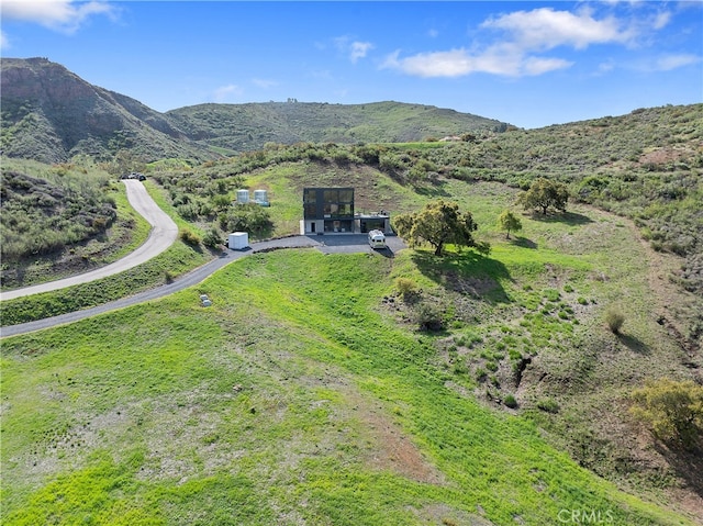 aerial view featuring a mountain view