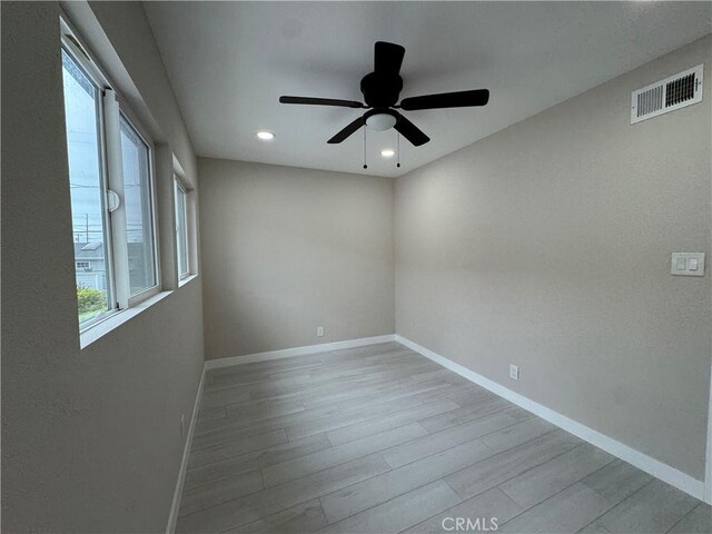 4609 Highgrove Ave, Torrance, CA 90505 - empty room with wood finished floors, baseboards, a ceiling fan, and recessed lighting