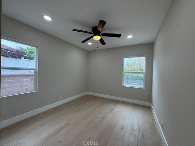4609 Highgrove Ave, Torrance, CA 90505 - spare room with plenty of natural light, light wood-type flooring, recessed lighting, baseboards, and a ceiling fan