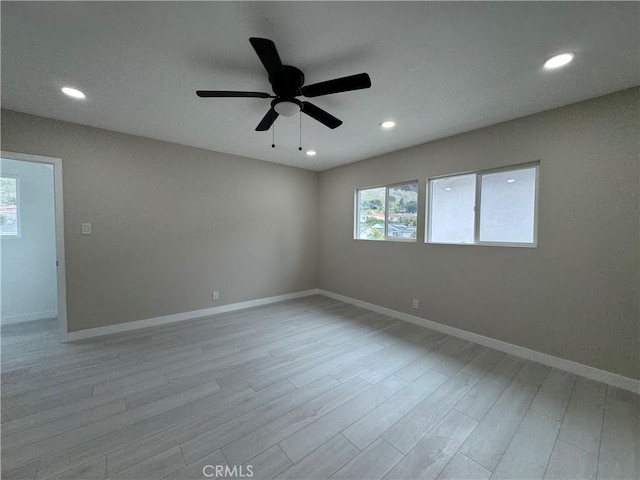 4609 Highgrove Ave, Torrance, CA 90505 - empty room featuring light wood finished floors, baseboards, ceiling fan, and recessed lighting