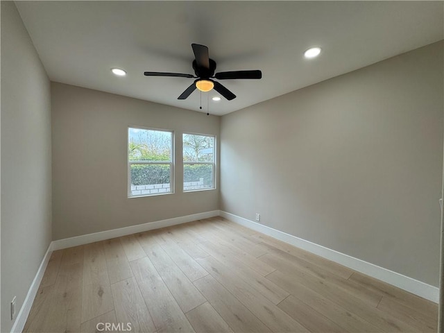 4609 Highgrove Ave, Torrance, CA 90505 - empty room with baseboards, light wood-style floors, recessed lighting, and ceiling fan