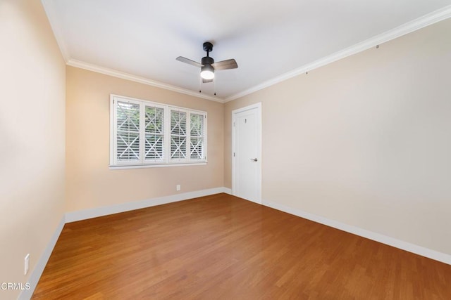 4402 El Camino Corto Ln, Canada Flintridge, CA 91011 - empty room featuring wood finished floors, baseboards, a ceiling fan, and crown molding