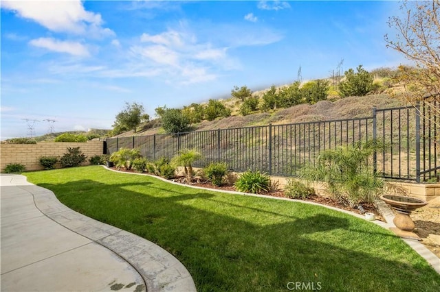 view of yard featuring a fenced backyard