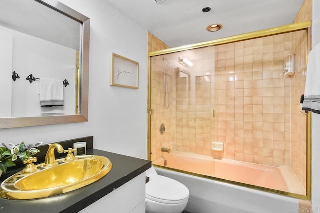 230 W Laurel St Unit 506, San Diego, CA 92101 - bathroom with vanity, toilet, shower / bath combination with glass door, and recessed lighting